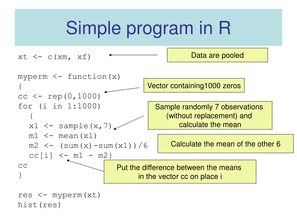 simple program in r