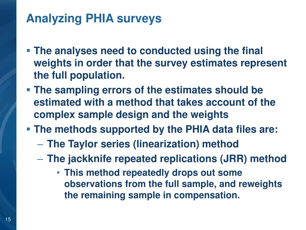 analyzing phia surveys