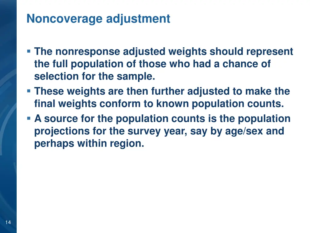 noncoverage adjustment