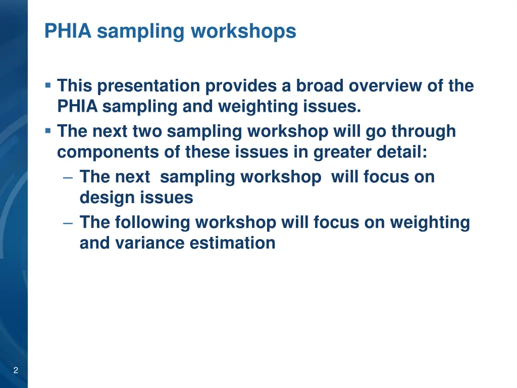 phia sampling workshops