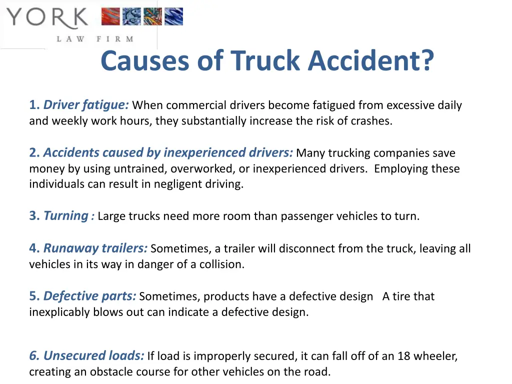 causes of truck accident