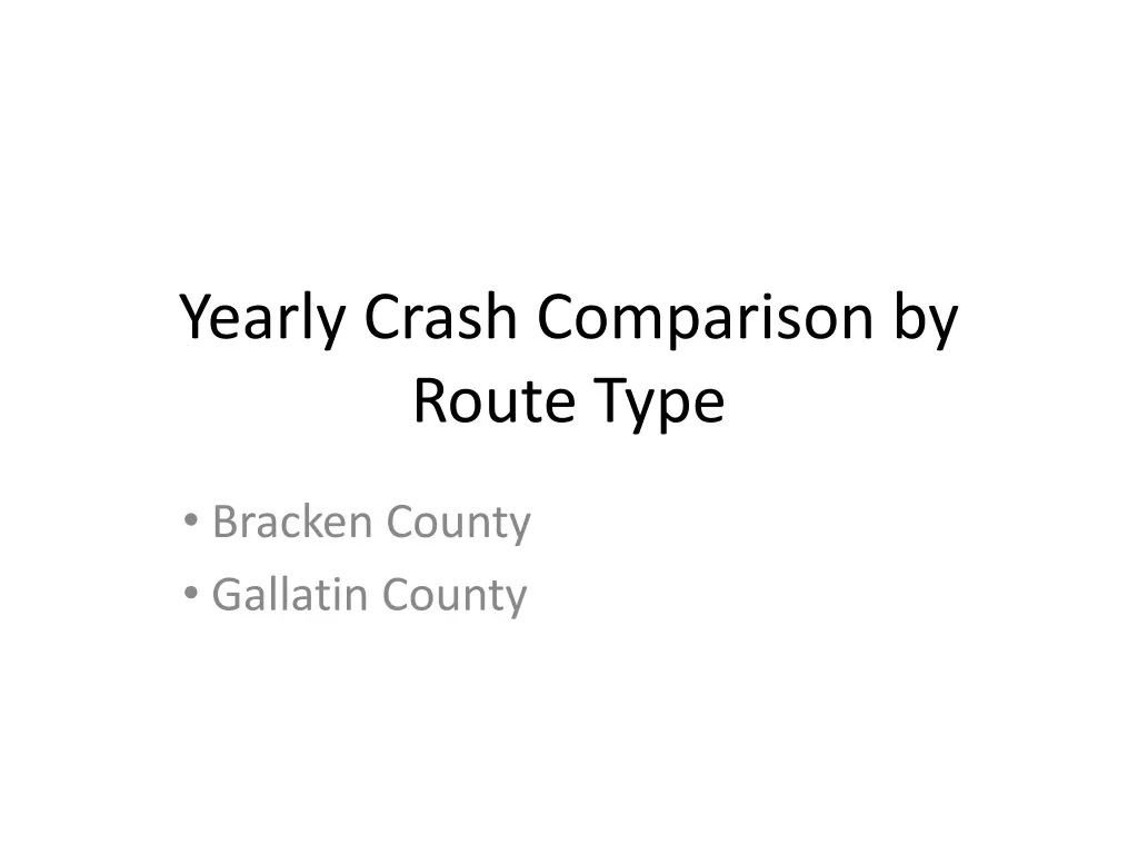 yearly crash comparison by route type