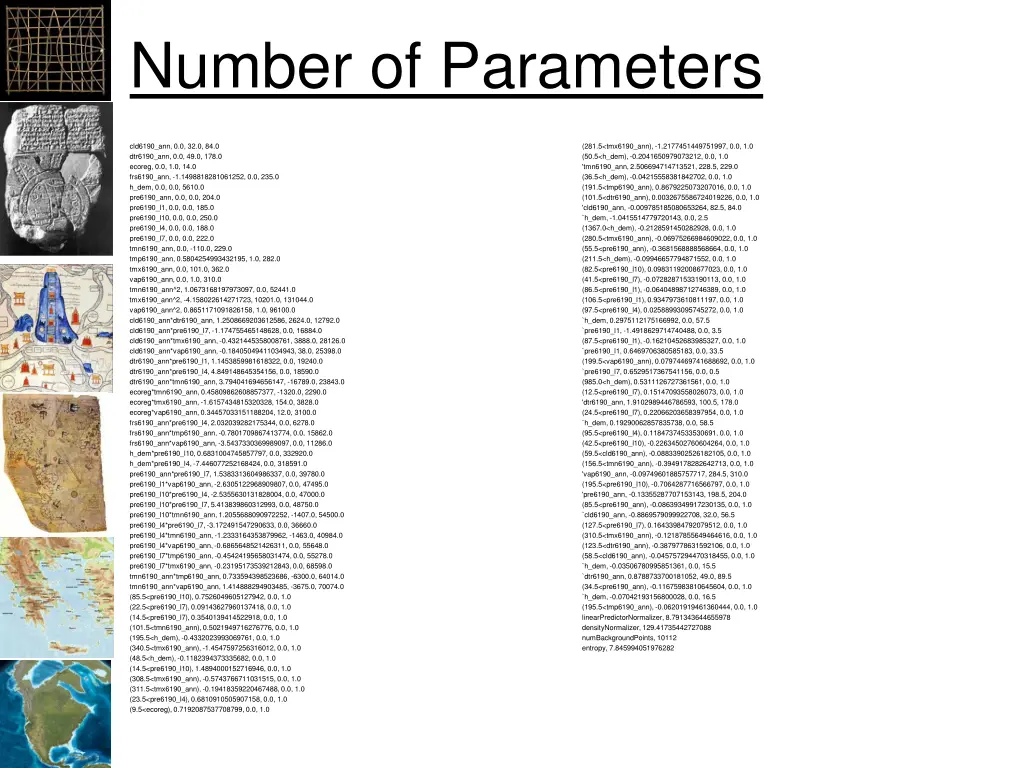 number of parameters