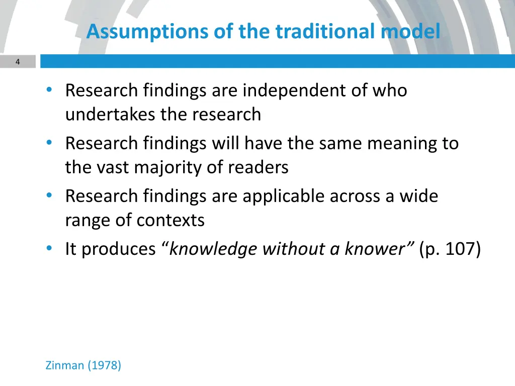 assumptions of the traditional model