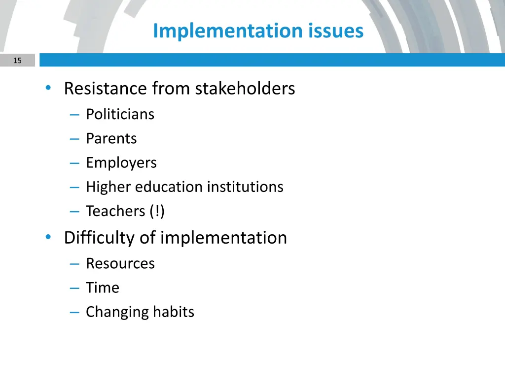 implementation issues