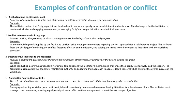 examples of confrontation or conflict