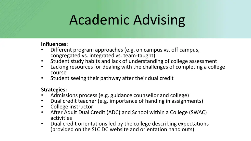 academic advising