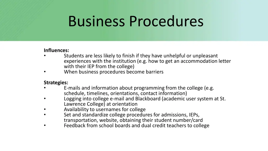 business procedures