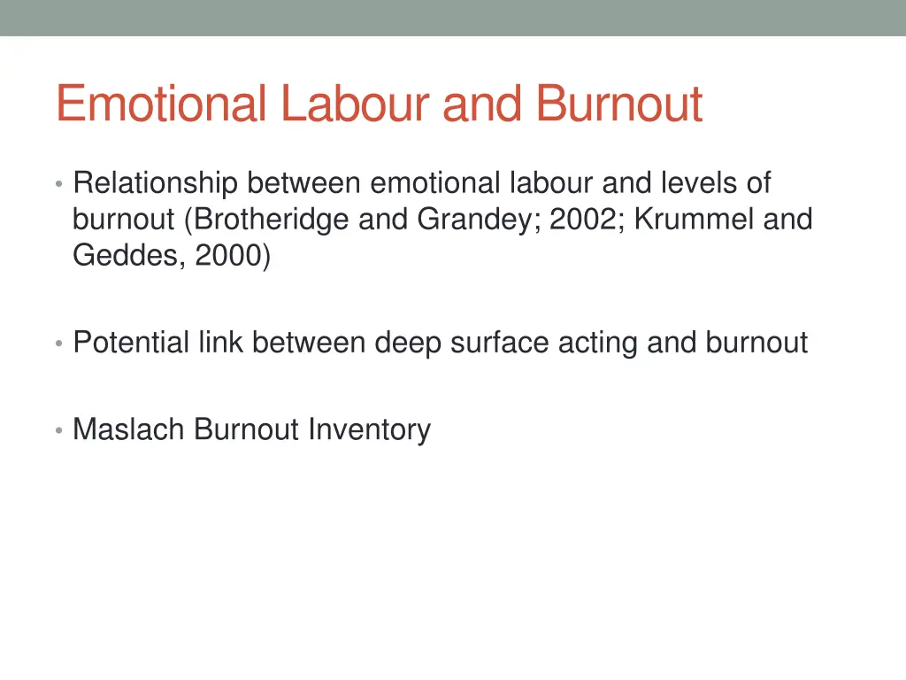 emotional labour and burnout