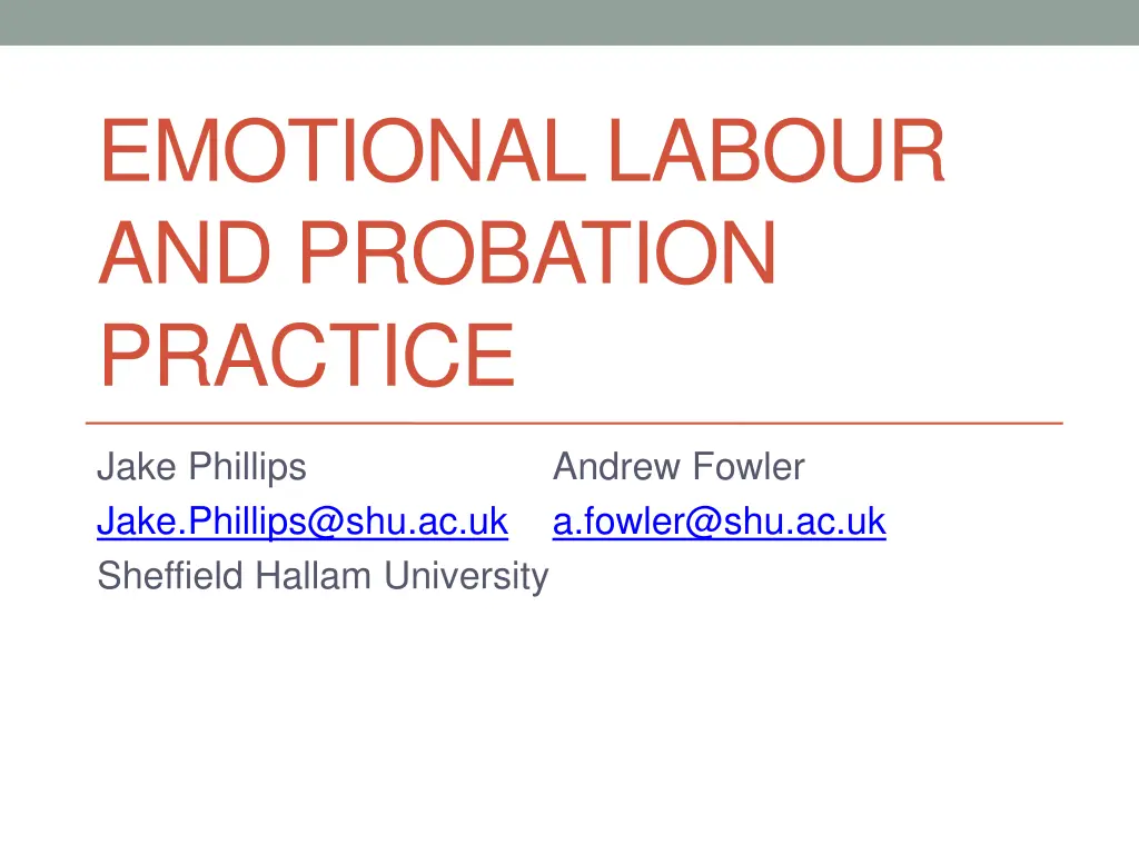 emotional labour and probation practice 1