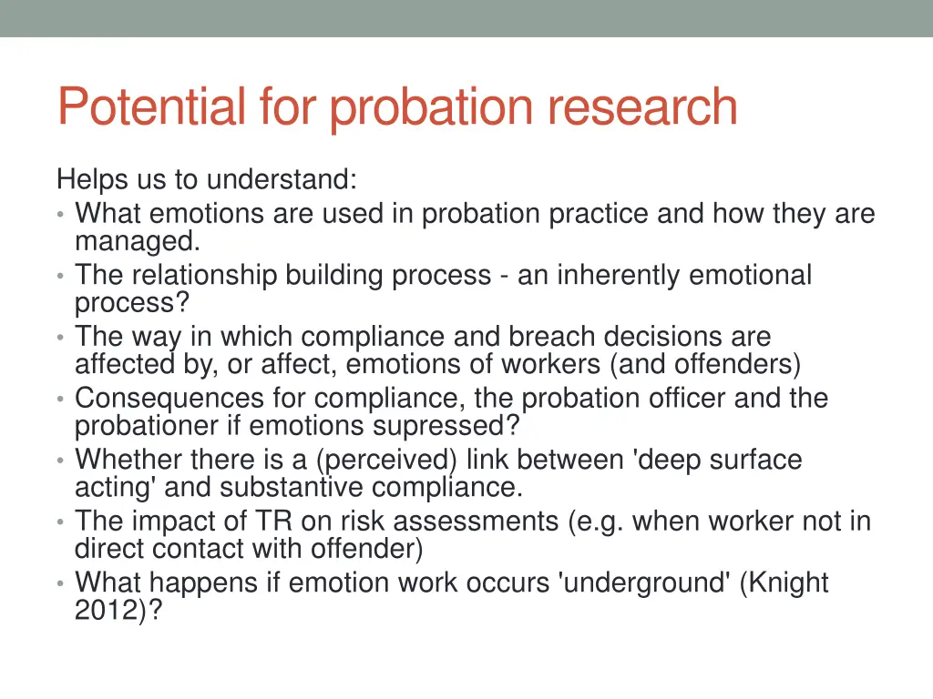 potential for probation research