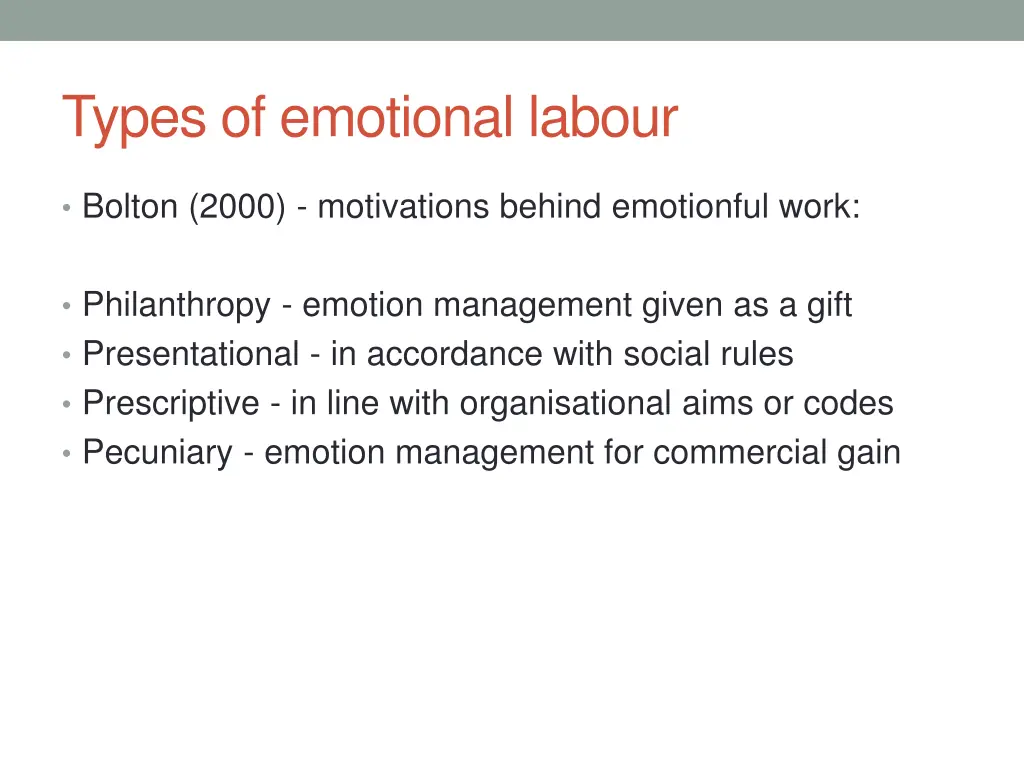 types of emotional labour