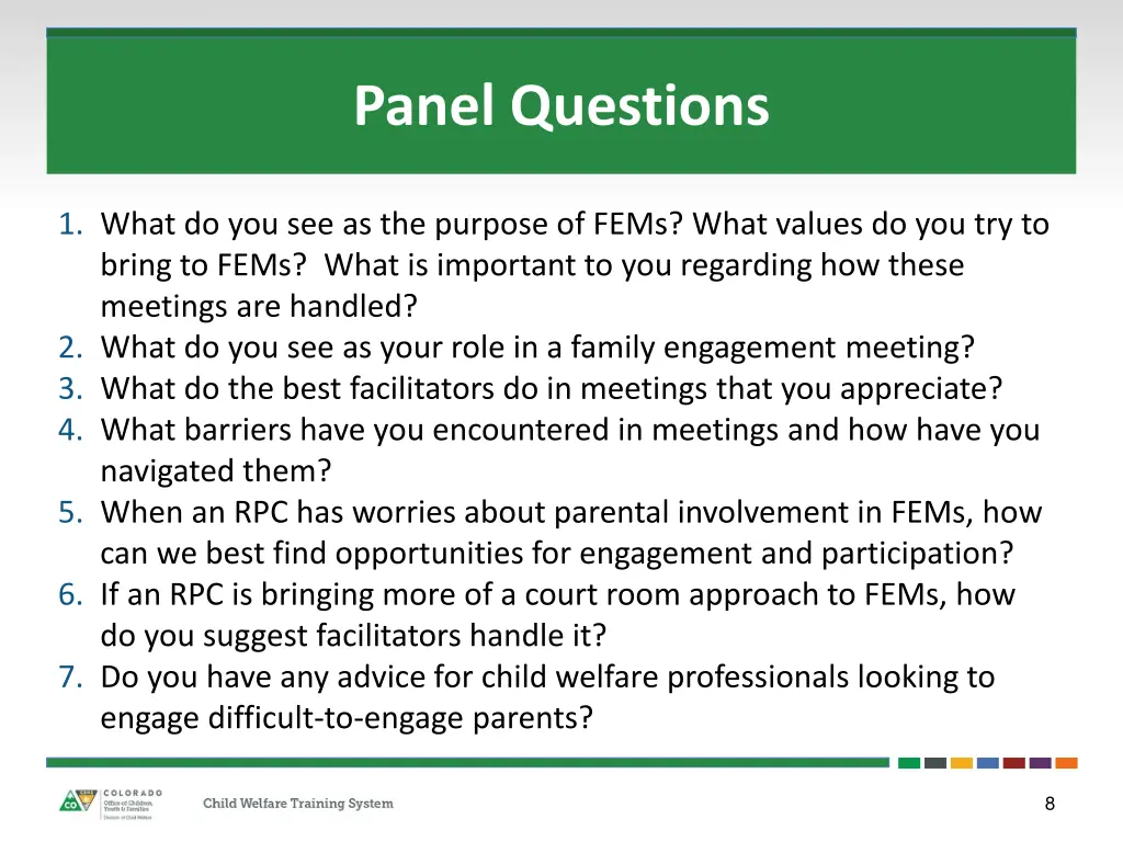 panel questions