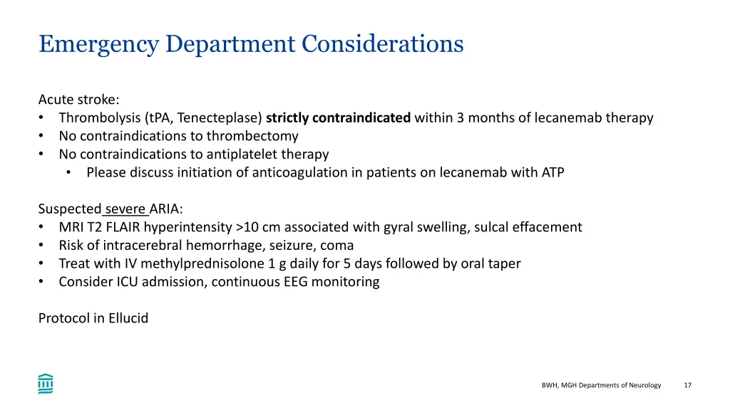 emergency department considerations