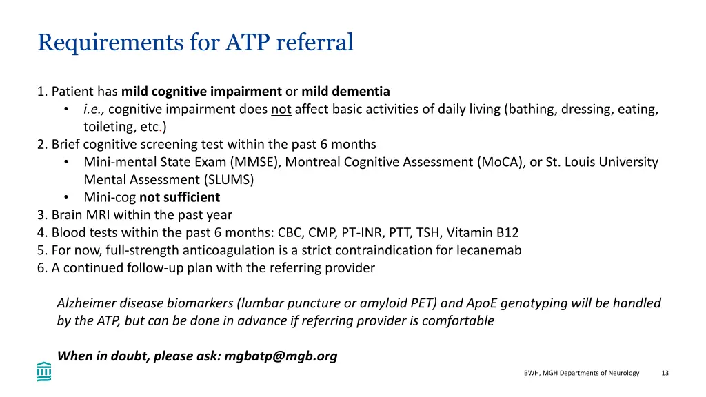 requirements for atp referral