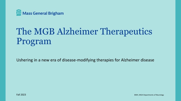 the mgb alzheimer therapeutics program