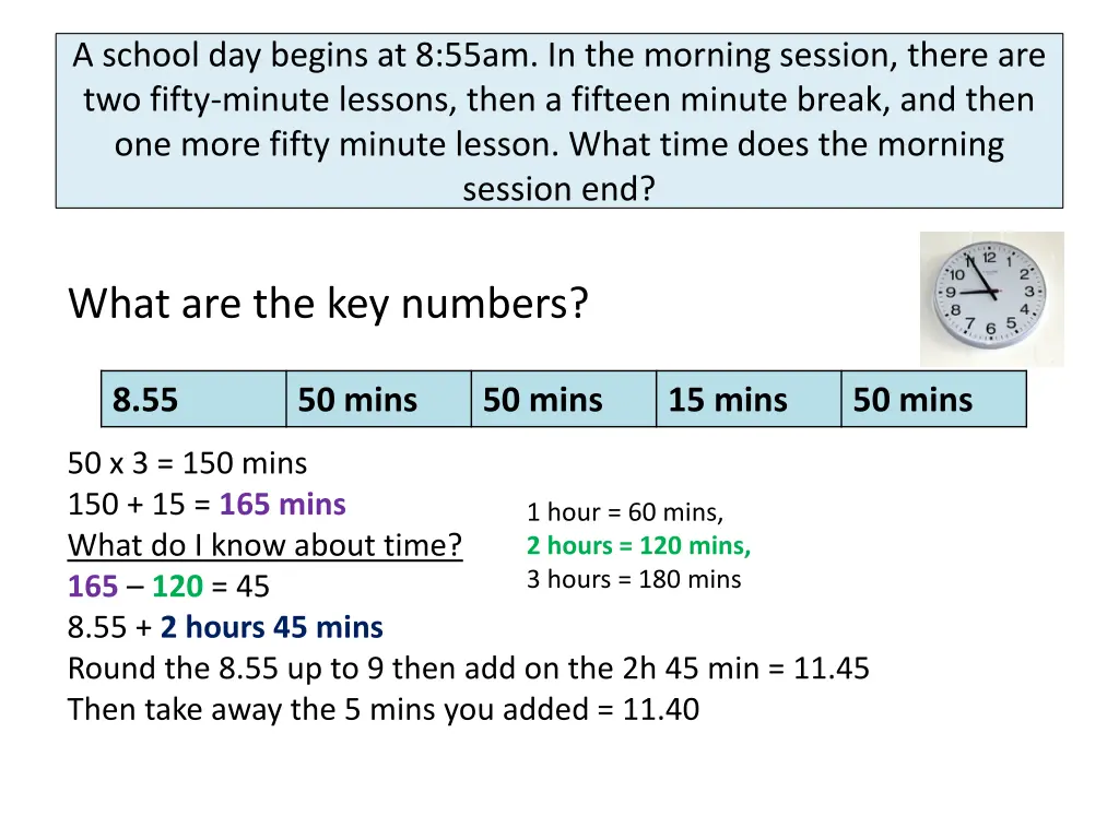 a school day begins at 8 55am in the morning