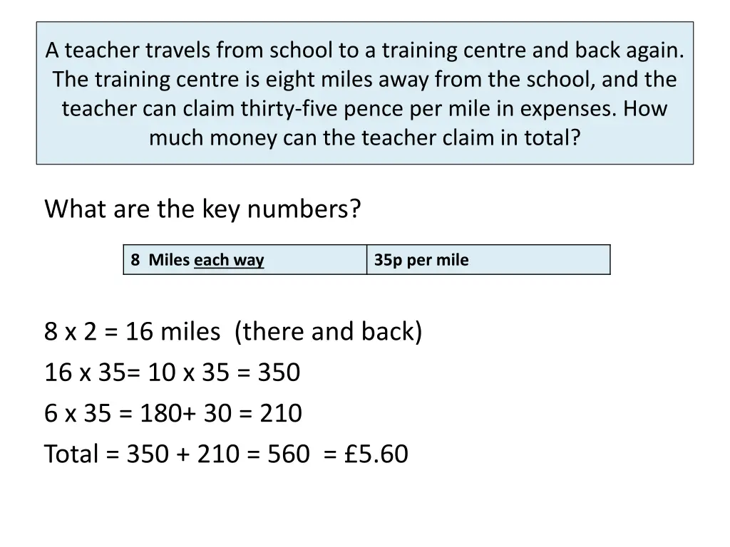 a teacher travels from school to a training