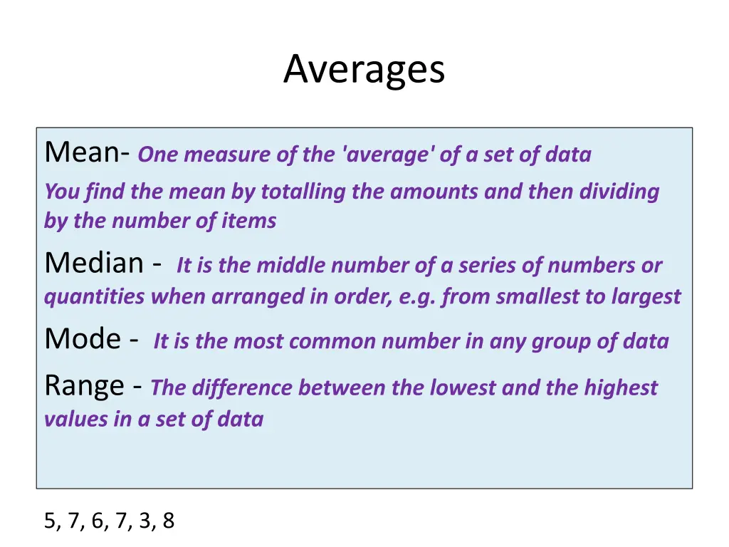 averages