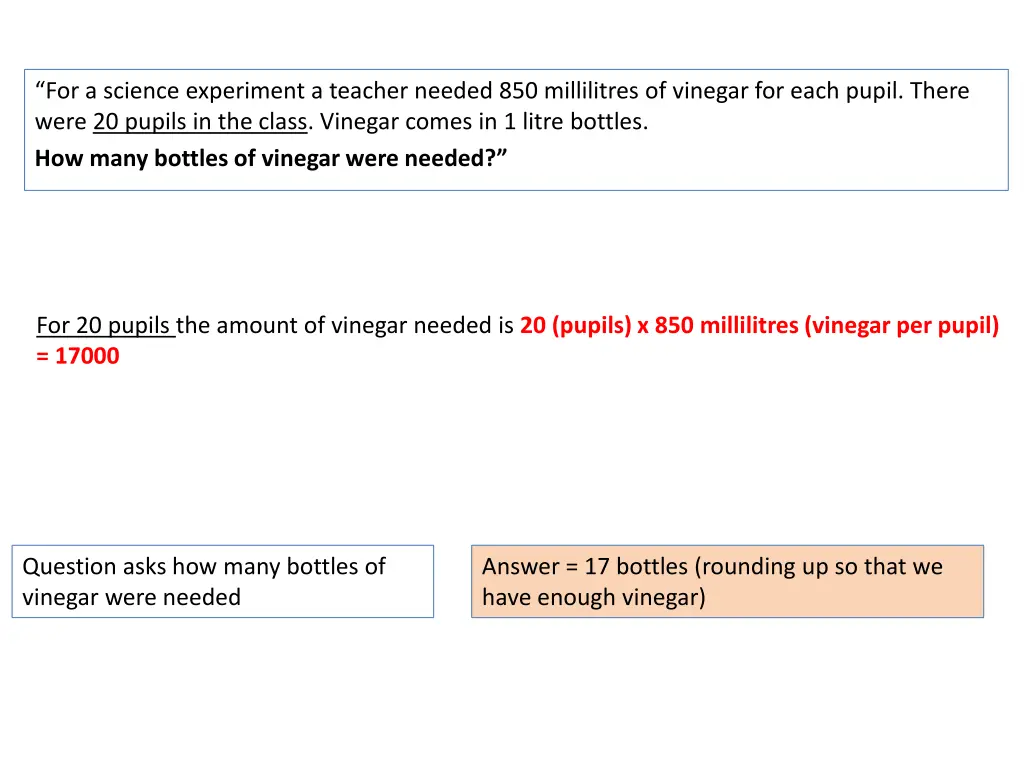 for a science experiment a teacher needed