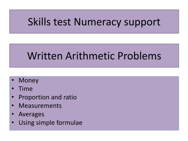 skills test numeracy support