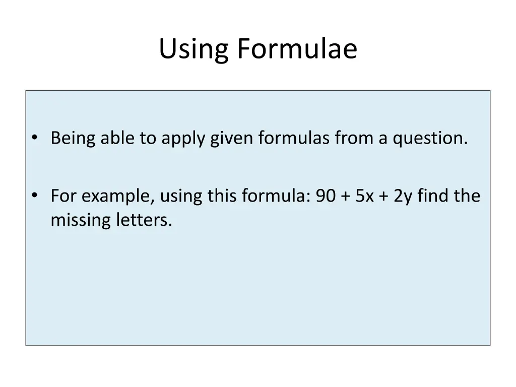 using formulae