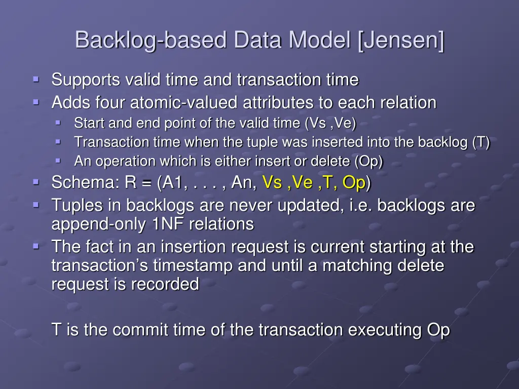 backlog based data model jensen