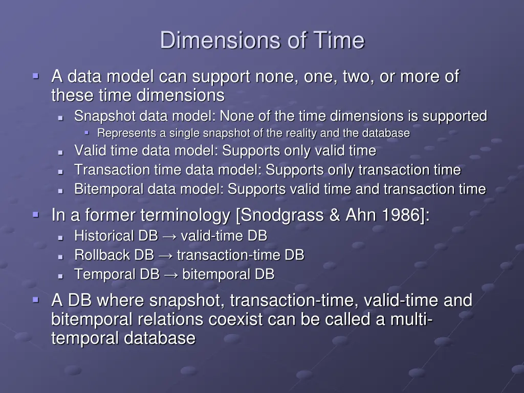 dimensions of time