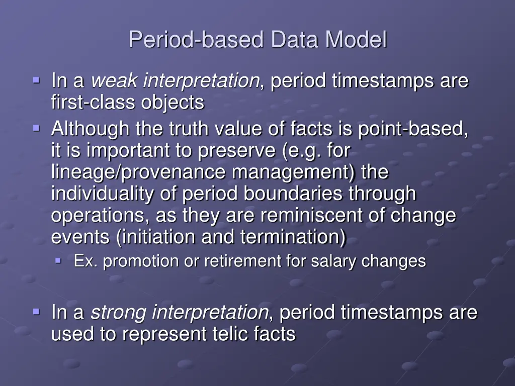 period based data model