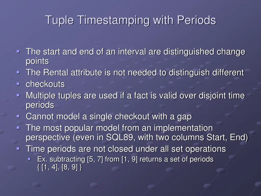 tuple timestamping with periods 1