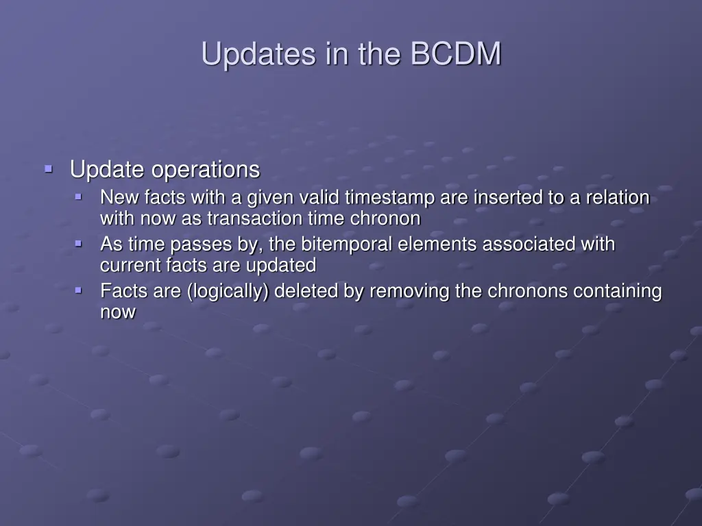 updates in the bcdm