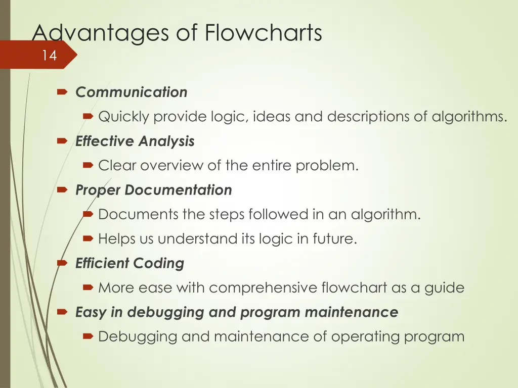 advantages of flowcharts 14