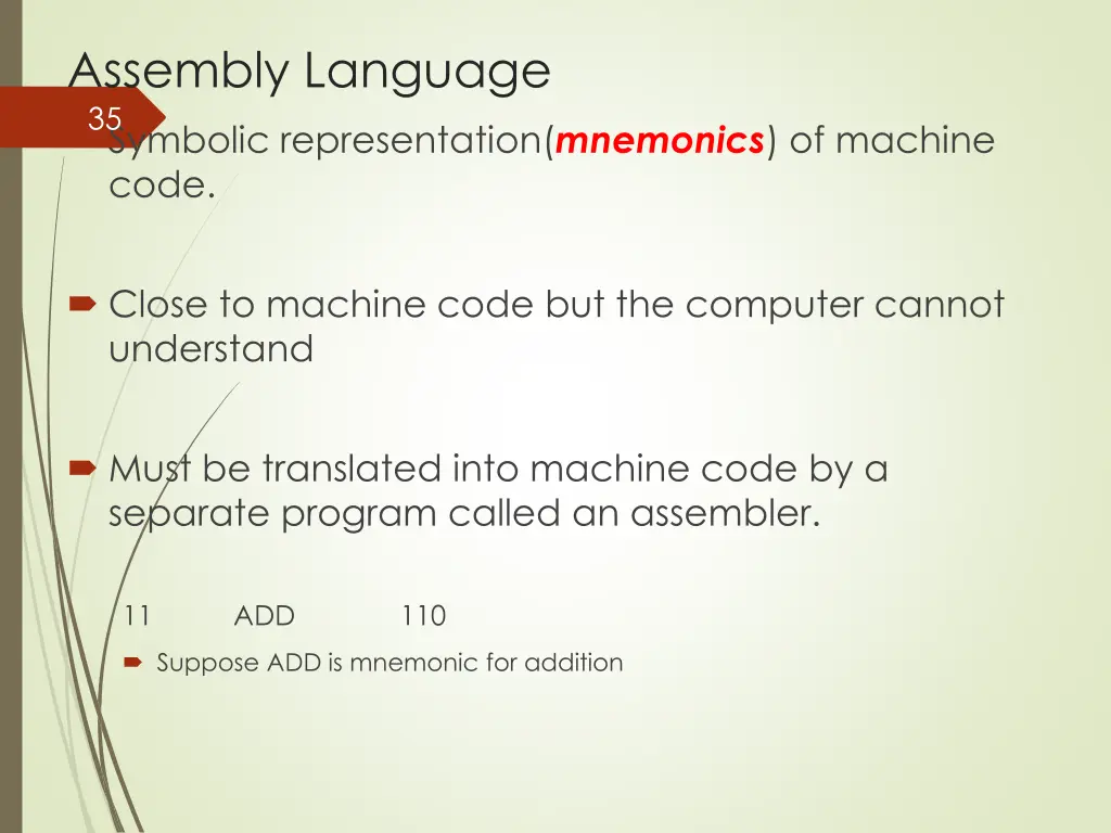 assembly language symbolic representation