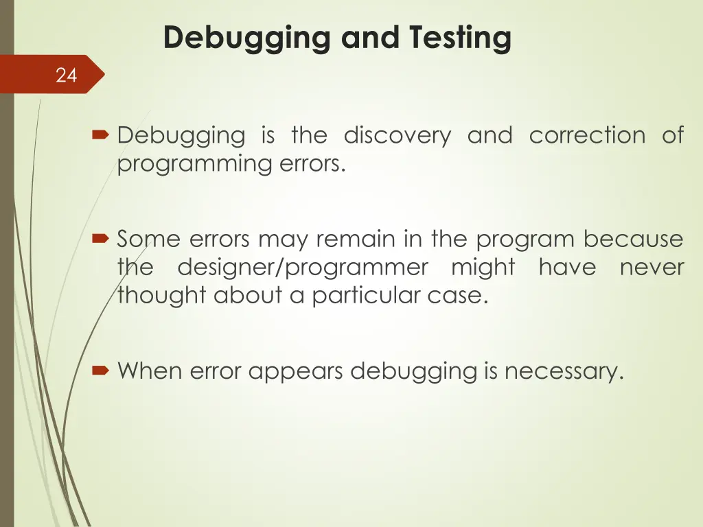 debugging and testing