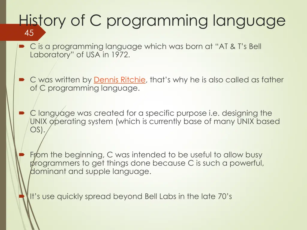 history of c programming language 45