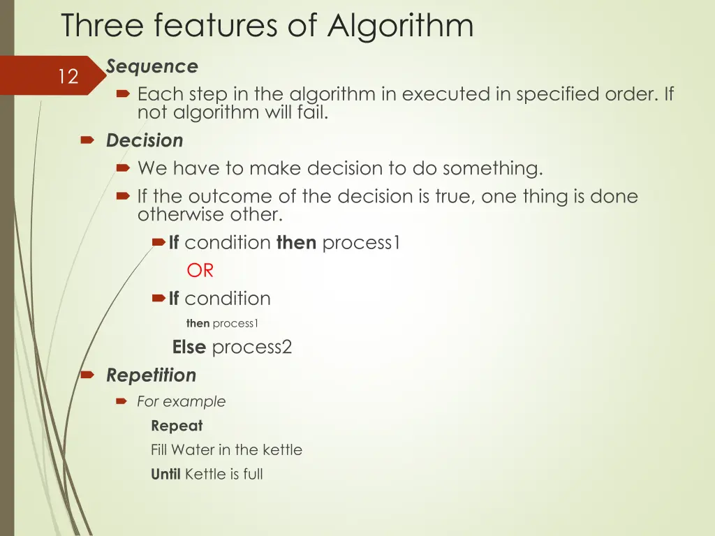 three features of algorithm