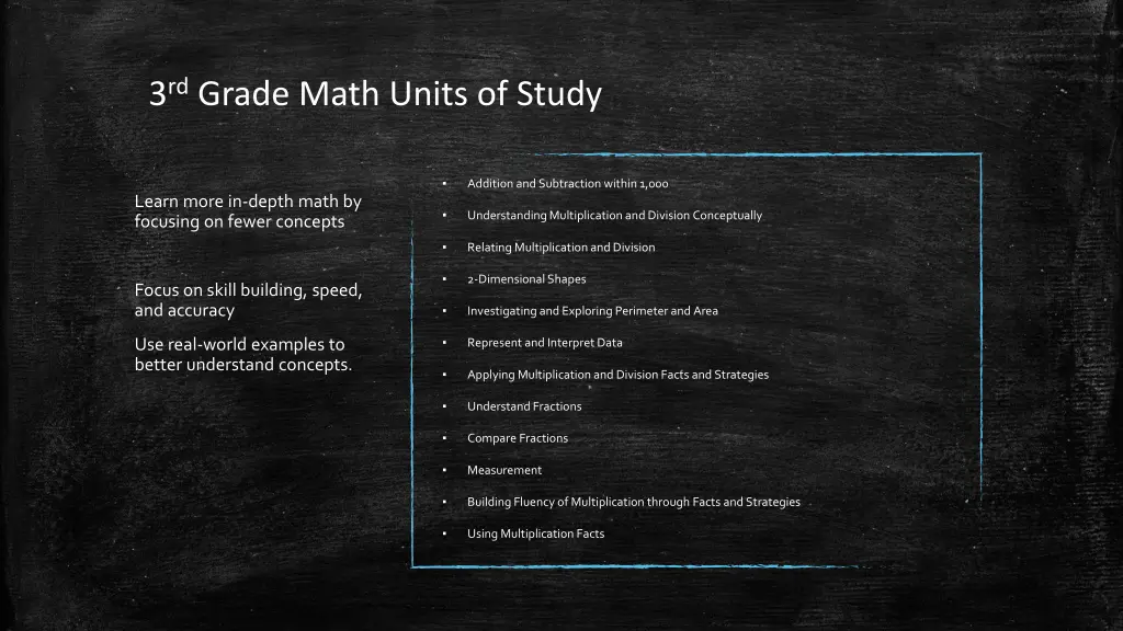 3 rd grade math units of study