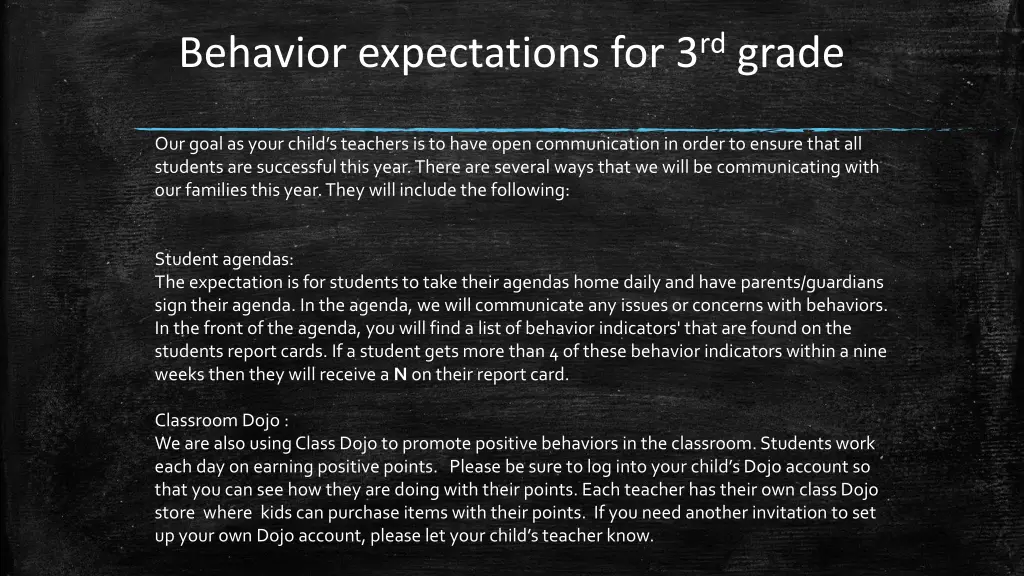 behavior expectations for 3 rd grade