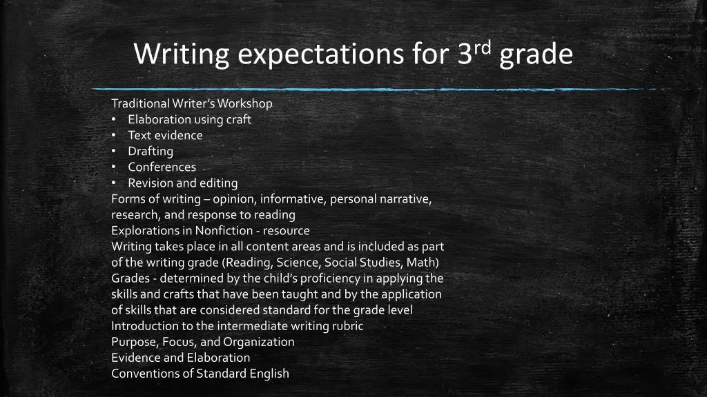 writing expectations for 3 rd grade