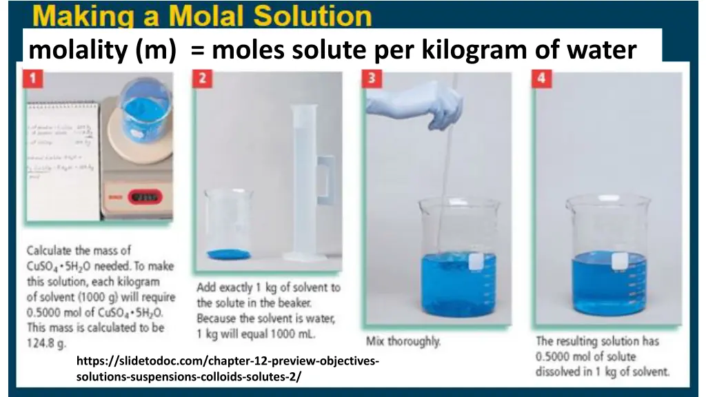 molality m moles solute per kilogram of water