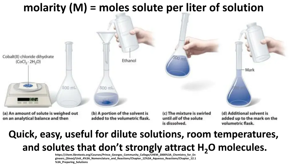 molarity m moles solute per liter of solution