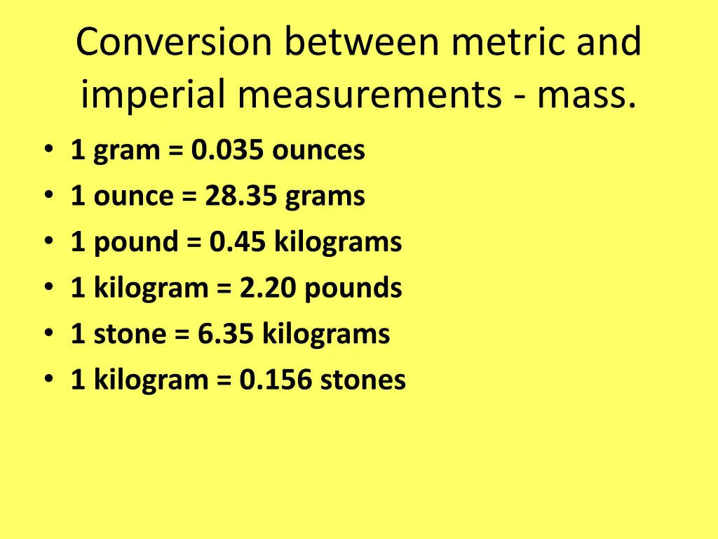 conversion between metric and imperial 1