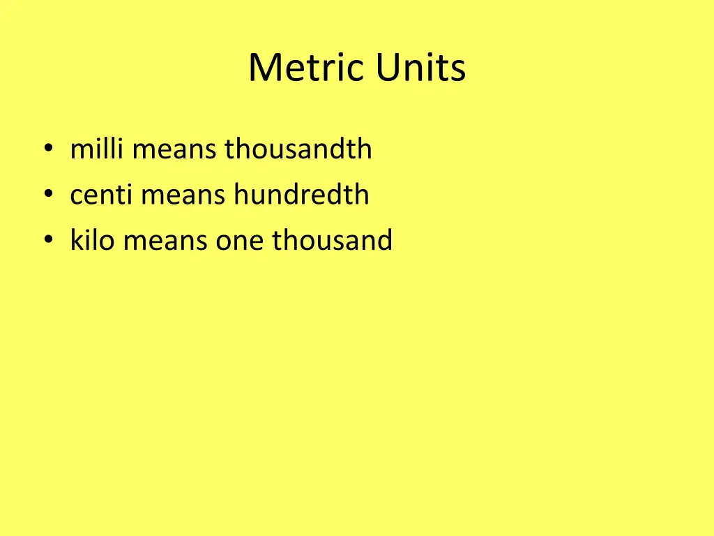 metric units 1