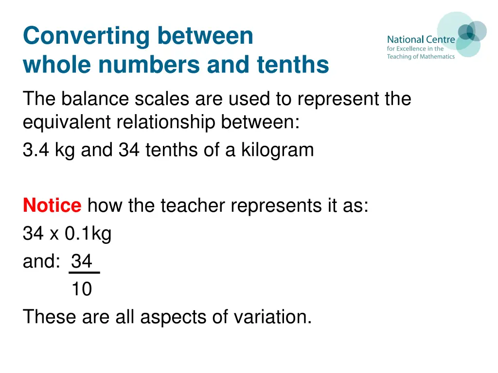 converting between whole numbers and tenths