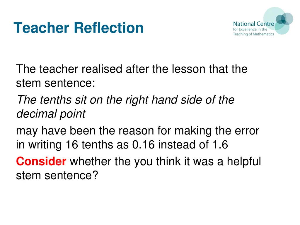 teacher reflection