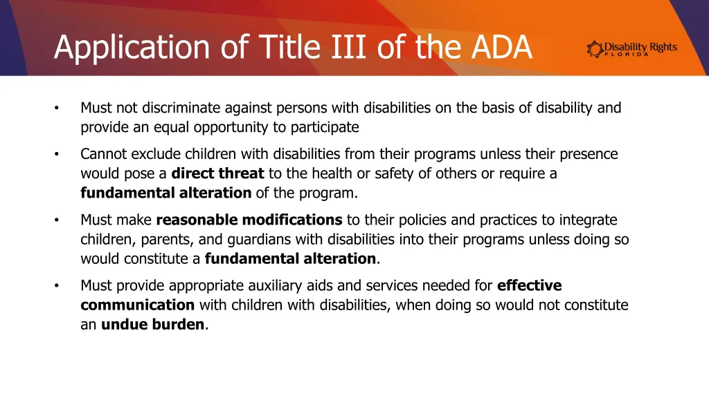 application of title iii of the ada