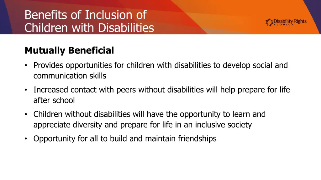 benefits of inclusion of children with