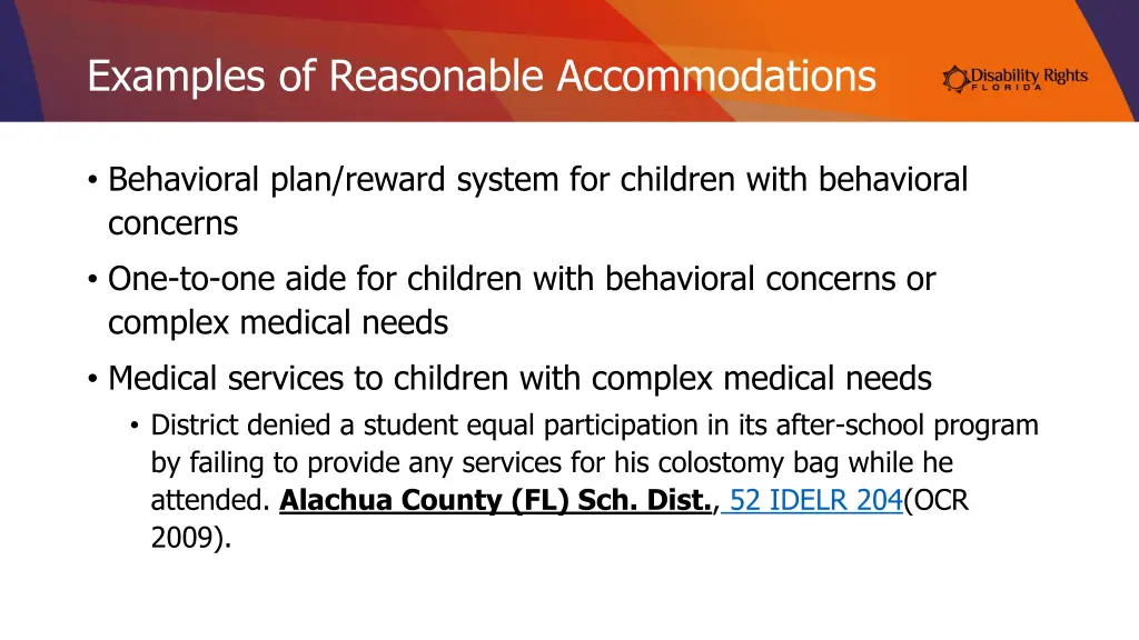 examples of reasonable accommodations