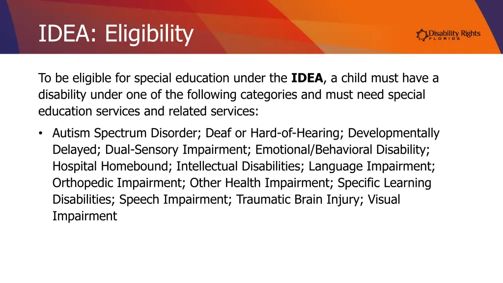 idea eligibility