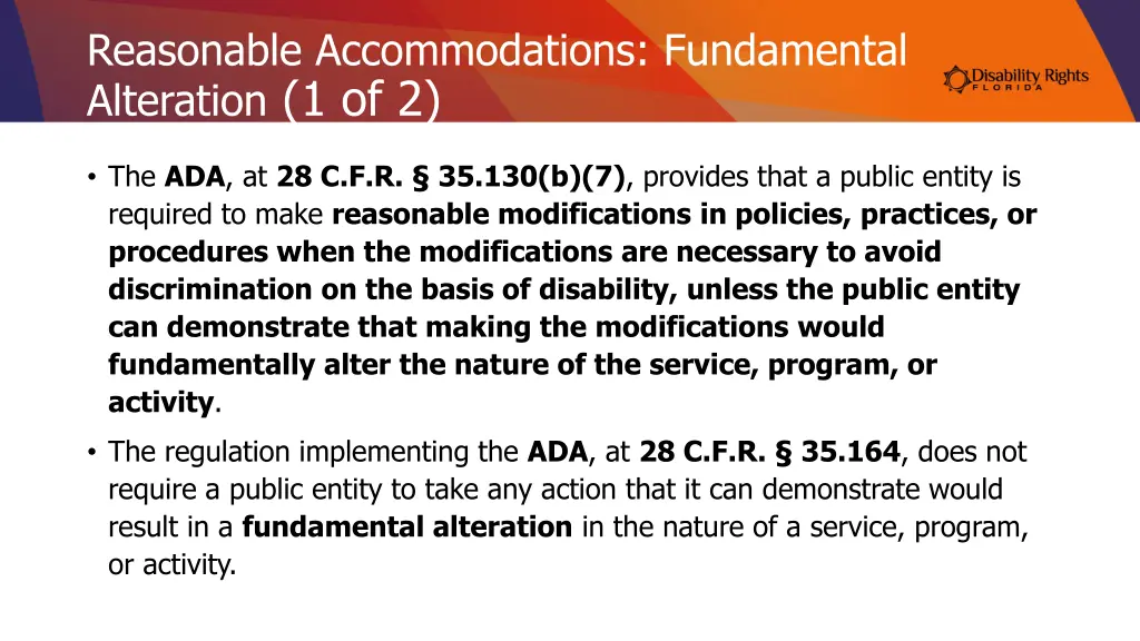 reasonable accommodations fundamental alteration